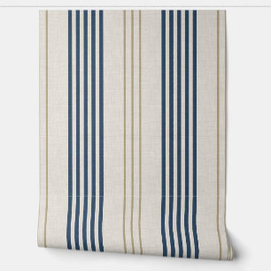 Papel Pintado Clásico patrón de raya de garrapata azul marino