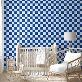 Papel Pintado Classic cobalt blue checkerboard