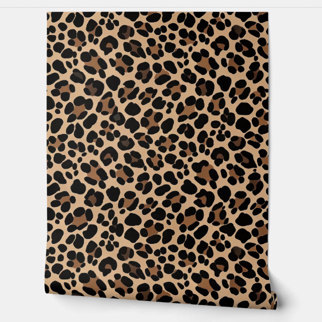 Papel Pintado Classic Leopard Print Pattern in Beige and Brown (Desenrollar)