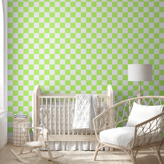 Papel Pintado Classic visual lime checkerboard  (Niños)