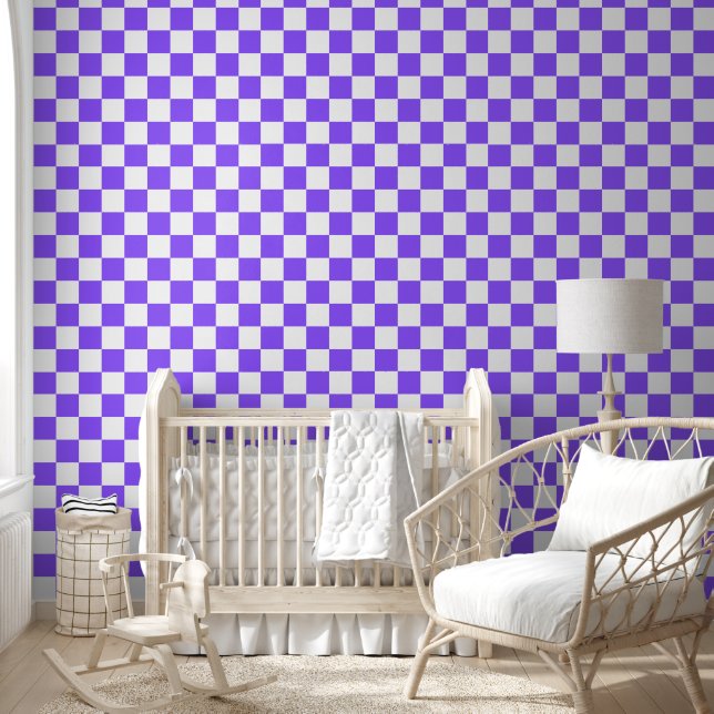 Papel Pintado Classic visual purple checkerboard  (Niños)