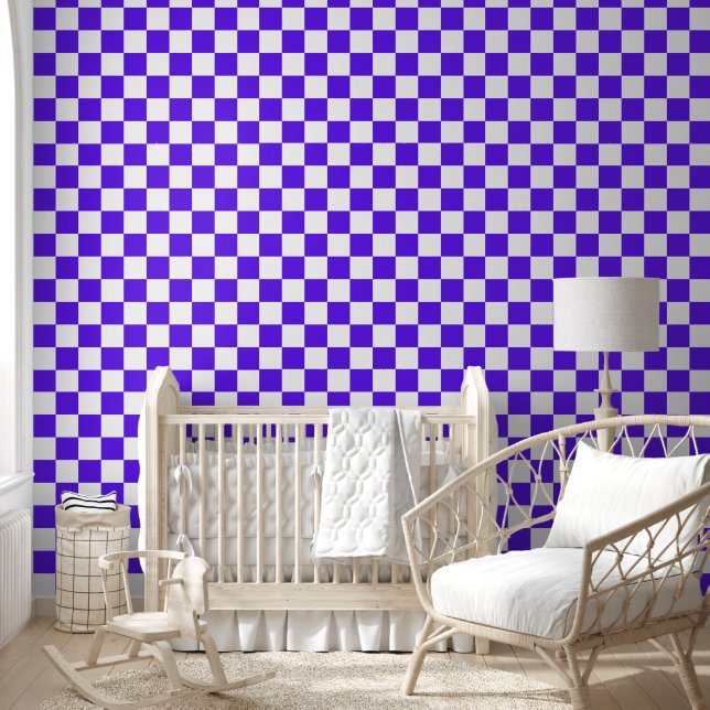 Papel Pintado Classic visual violet checkerboard  (Niños)