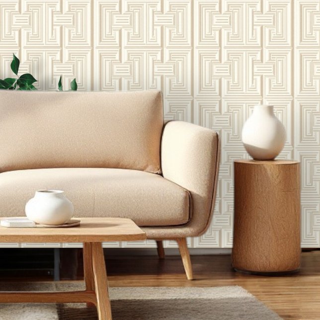 Papel Pintado Clave griega geométrica del beige blanco (Subido por el creador)