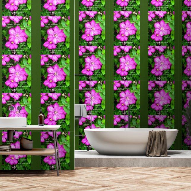 Papel Pintado Clematis con romanos 5:3-5 (Baño)