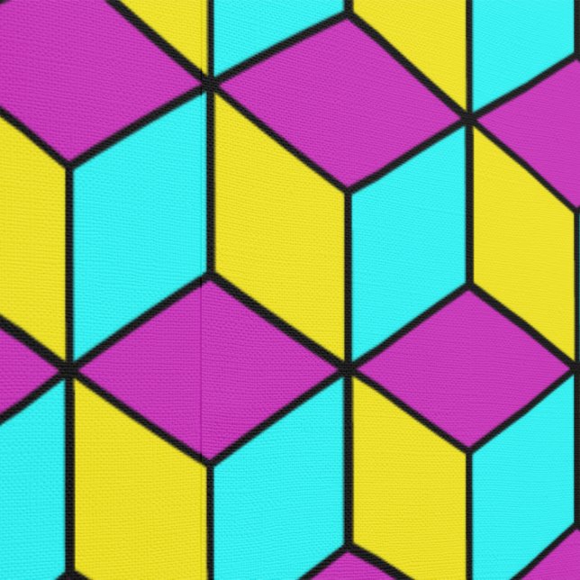 Papel Pintado CMYK CUBE famoso cubos ilusión de patrón geométric (Costura)
