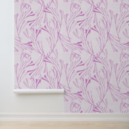 Papel Pintado Coastal Coral and Seaweed in Soft Blush Pink