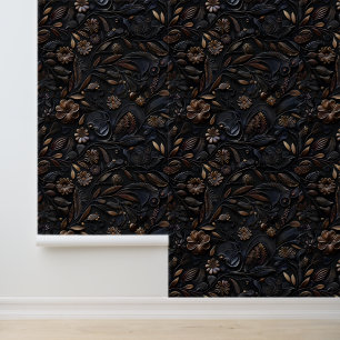 Papel Pintado Cobre negro marrón oscuro