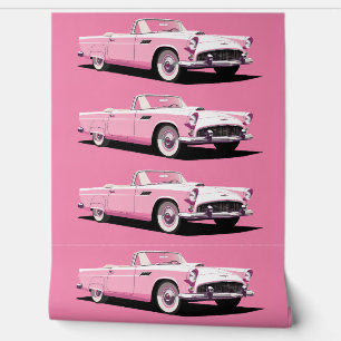 Papel Pintado Coche rosa retro