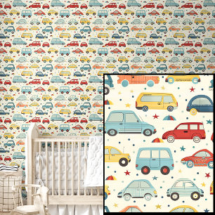 Papel Pintado Coches Lindos Rojos Azules y Amarillos