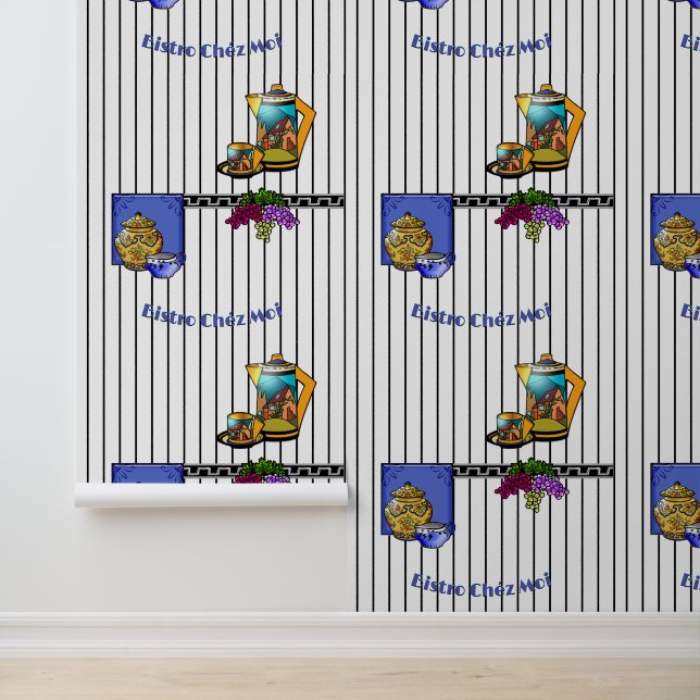 Papel Pintado Cocina Art Deco Bistro Personalizado (Solicitud)