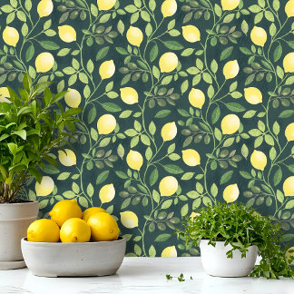 Papel Pintado Cocina Botánica de Rama de Limón
