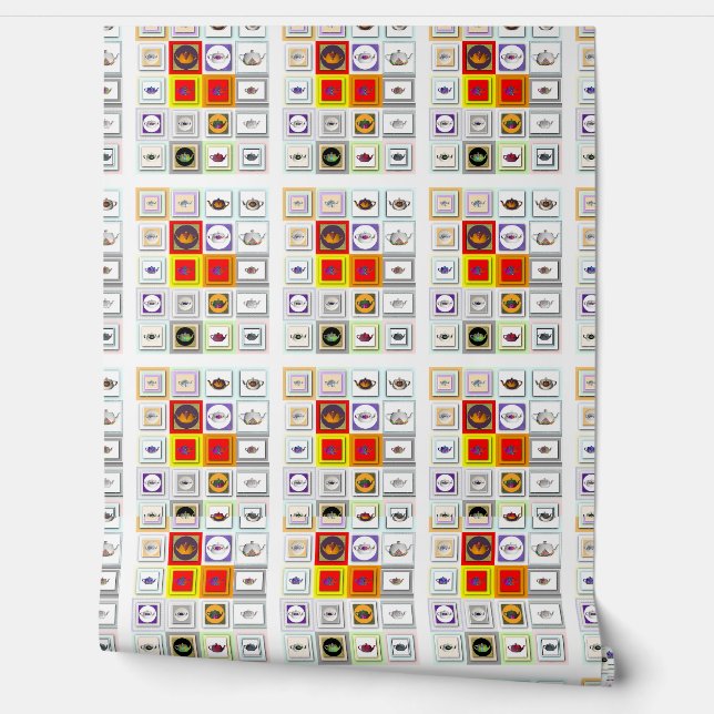 Papel Pintado Cocina Collage Tetera (Desenrollar)