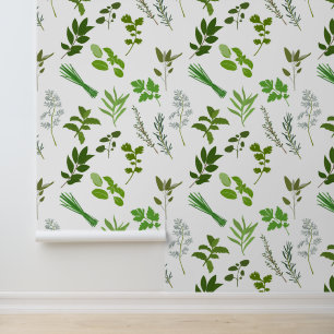 Papel Pintado Cocina culinaria verde de hierbas aromáticas