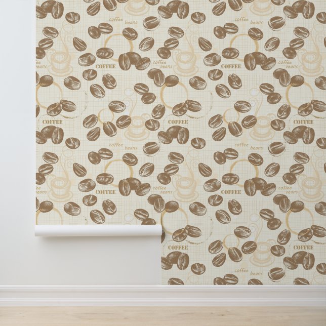 Papel Pintado Cocina de café retro vintage (Solicitud)