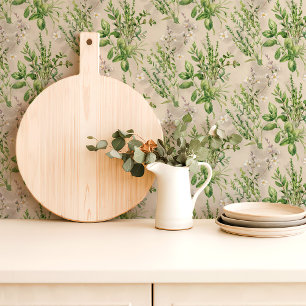 Papel Pintado Cocina de hierbas silvestres verde salvia