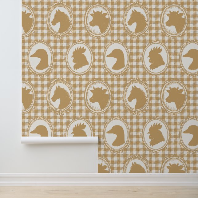 Papel Pintado Cocina rústica de granja Barnyard Gingham - Toile  (Solicitud)