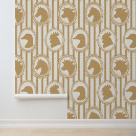 Papel Pintado Cocina rústica de granja franja de ticking de khak