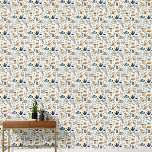 Papel Pintado Cocina rústica pintada a mano en el campo