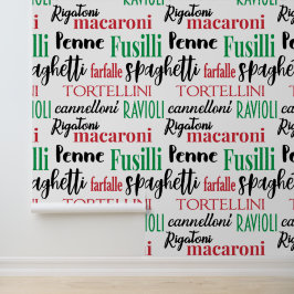 Papel Pintado Cocina tipográfica con nombres de pasta italiana