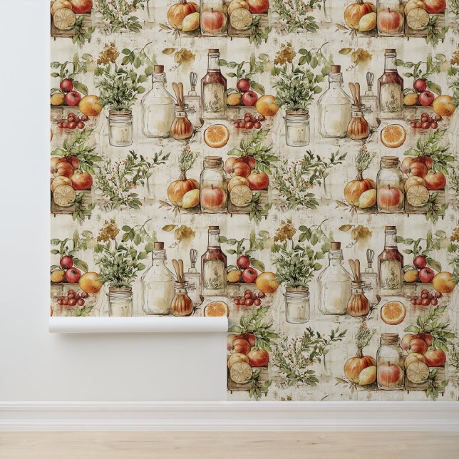 Papel Pintado Cocina Vintage Acuarela (Solicitud)