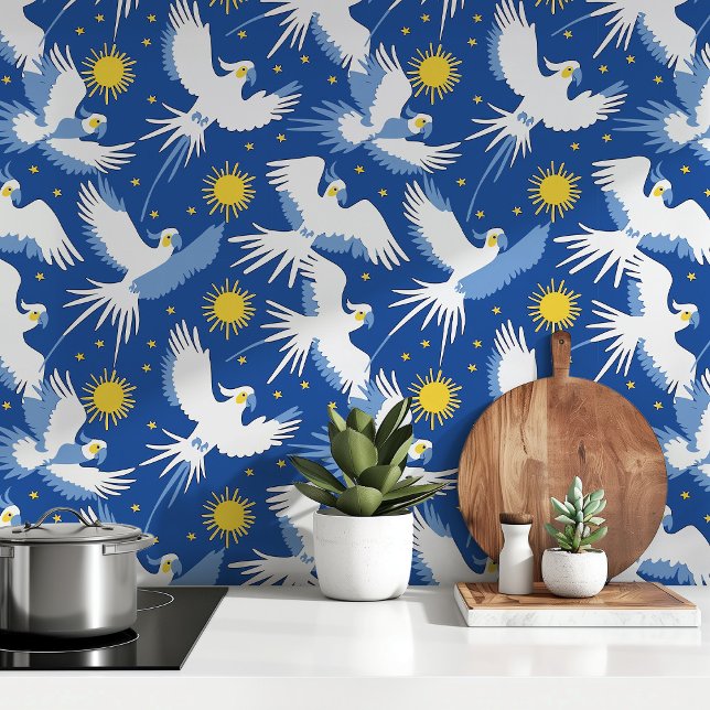 Papel Pintado Cockatoos celestes sobre azul (Subido por el creador)