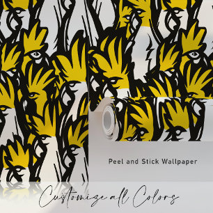 Papel Pintado Cockatoos con crema de amarillo de arte pop