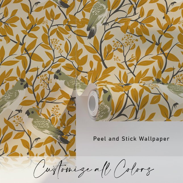 Papel Pintado Cockatoos dorados en follaje de otoño (Subido por el creador)