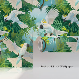 Papel Pintado Cockatoos tropicales en el paraíso