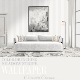 Papel Pintado Coconut Cream Six Inch White Shadow Stripe