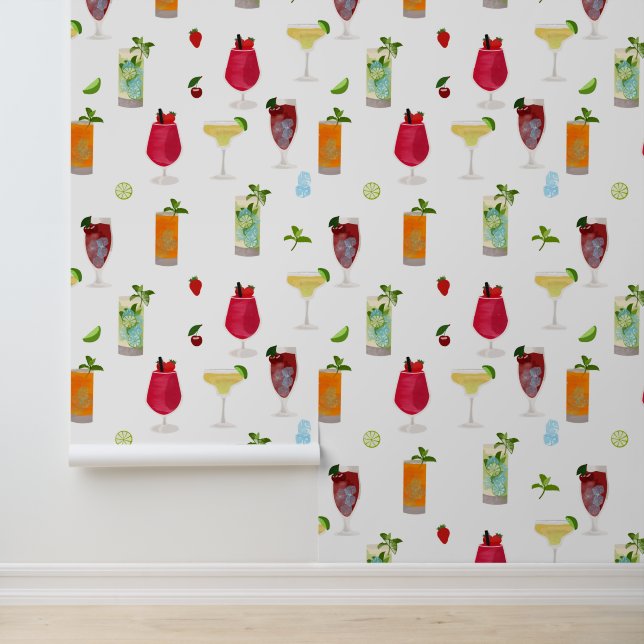 Papel Pintado Cócteles acuarelas y bebidas Fiestas (Solicitud)