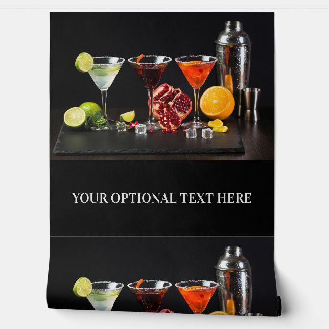 Papel Pintado Cócteles de texto personalizado (Desenrollar)