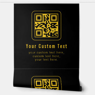 Papel Pintado Código QR editable y plantilla de texto Negro y