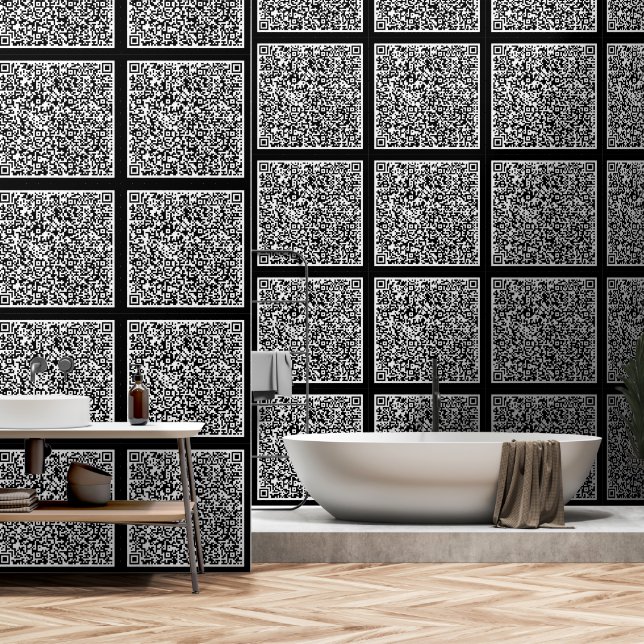 Papel Pintado Código QR Información de exploración de Personaliz (Baño)