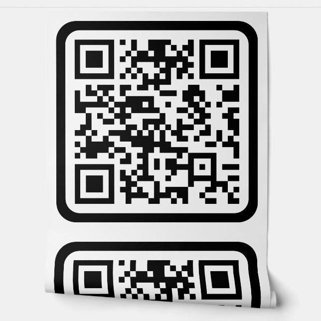 Papel Pintado Código QR moderno editable | Blanco negro o cualqu (Desenrollar)