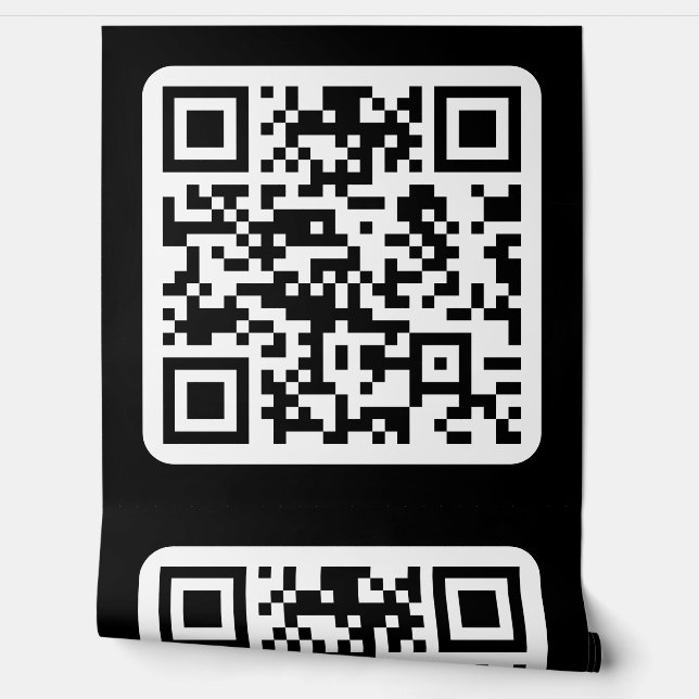 Papel Pintado Código QR moderno editable | Blanco negro o cualqu (Desenrollar)
