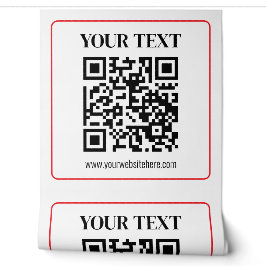 Papel Pintado Código QR simple en blanco y negro con borde rojo