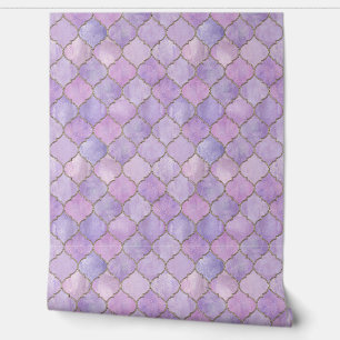 Papel Pintado Cola de sirena morada y rosa, habitación para niño