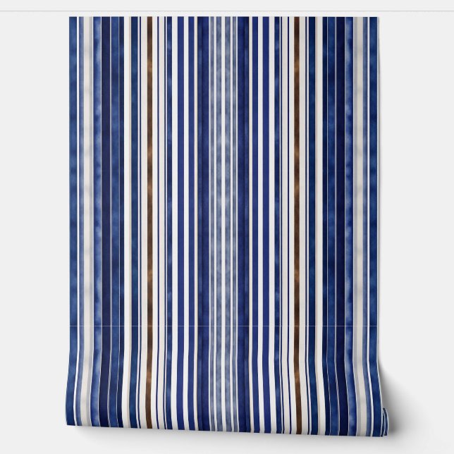 Papel Pintado Colección de franjas de barco de moda azul de la m (Desenrollar)
