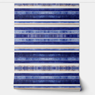 Papel Pintado Colección de franjas de barco moderno azul de la m