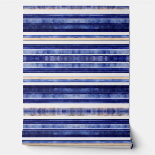 Papel Pintado Colección de franjas de barco moderno azul de la m (Desenrollar)