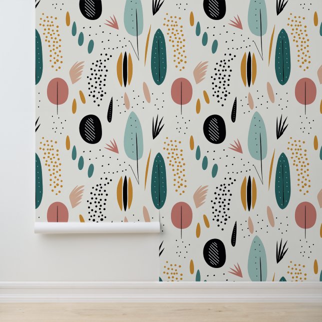 Papel Pintado Colección de resumen de retro boho moderno (Solicitud)