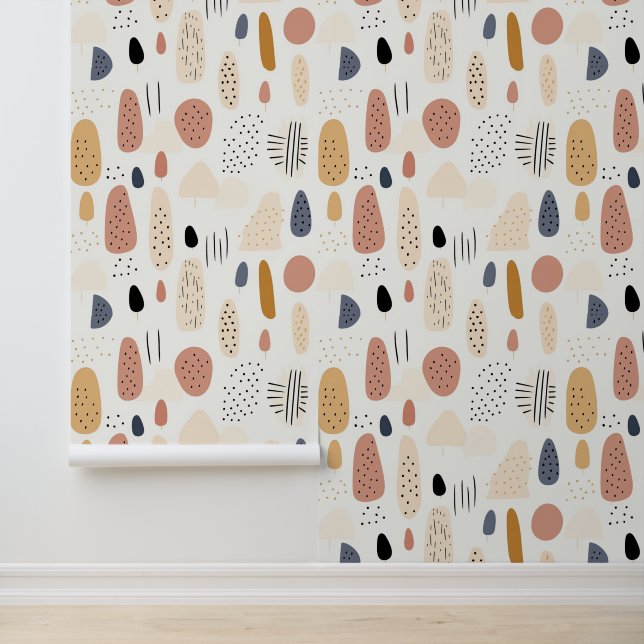 Papel Pintado Colección de resúmenes de retro boho popular (Solicitud)