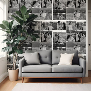 Papel Pintado Collage de fotos familiar personalizado en blanco