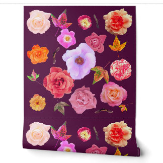 Papel Pintado Collage de hojas florales botánicas contemporáneas