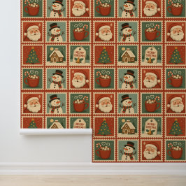 Papel Pintado Collage de sellos de Navidades retro