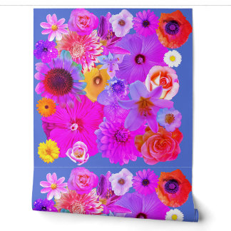 Papel Pintado Collage floral vibrante y audaz maximalista