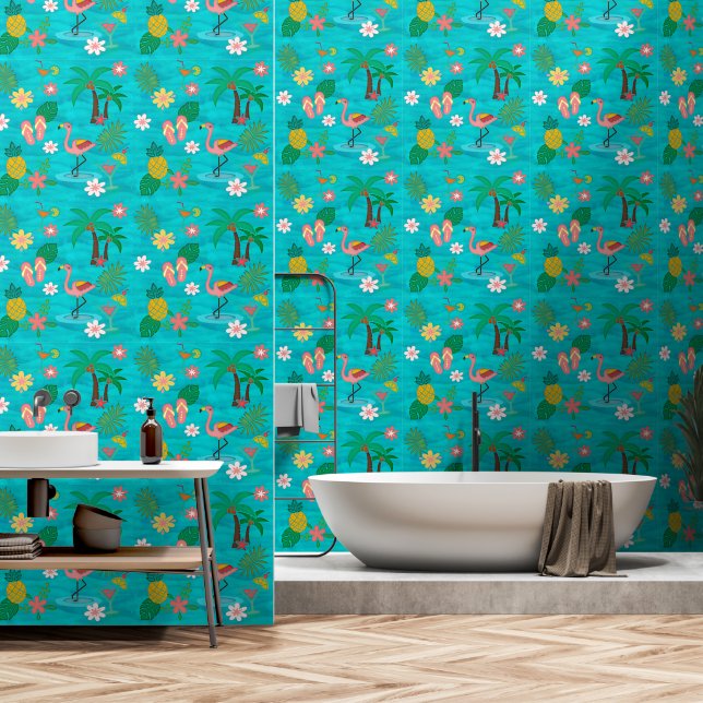 Papel Pintado Collage tropical (Baño)