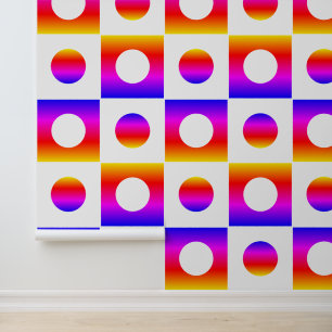Papel Pintado Color blanco y arcoiris Patrón de puntos de arte