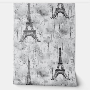 Papel Pintado Color de agua Torre Eiffel París Blanco Negro