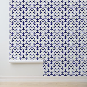 Papel Pintado Color de fondo DIY LG Ancla Náutica #2 Azul Blanco